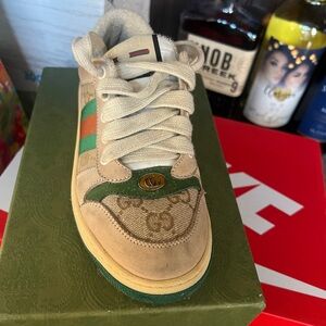Gucci Kids Beige and Green Sneakers
